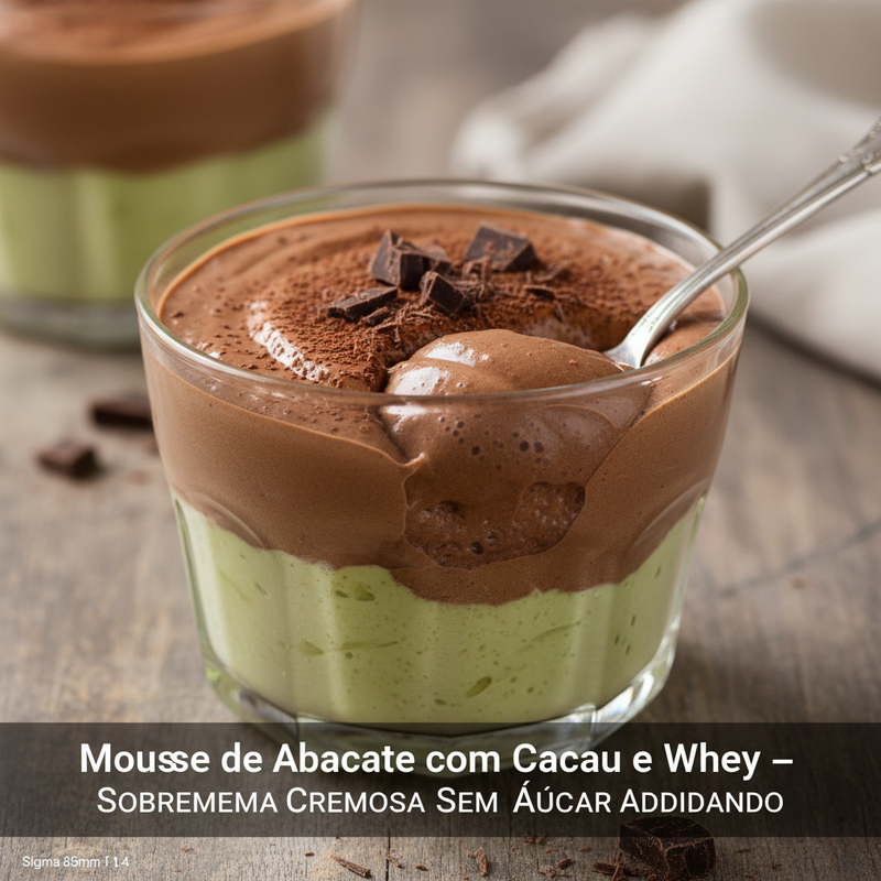 Mousse de Abacate com Cacau e Whey – Sobremesa Cremosa Sem Açúcar Adicionado