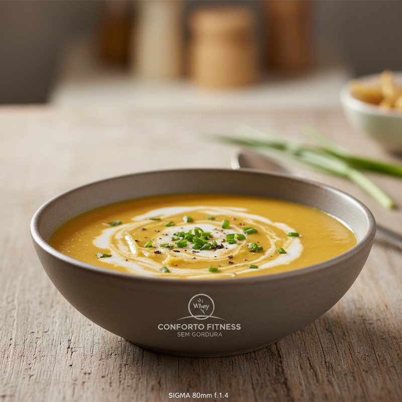 Sopa Cremosa de Abóbora Light com Gengibre e Whey – Conforto Fitness Sem Gordura