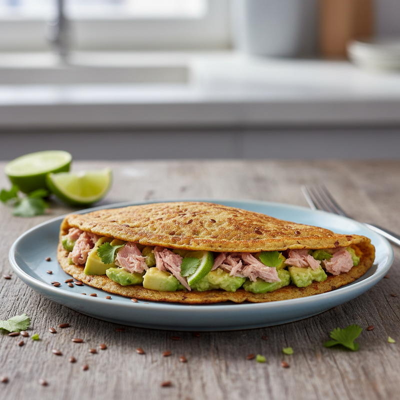 Crepioca de Linhaça com Atum e Abacate – Receita Sem Glúten e Alta Proteína