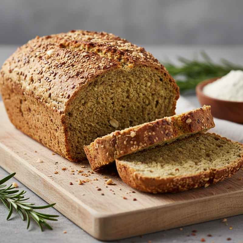 Imagem de pão low carb sem açúcar fatiado, mostrando a textura macia e dourada, perfeito para dietas fitness