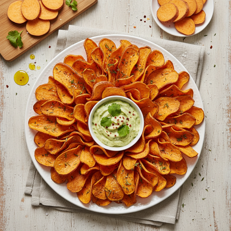 Cesta cheia de chips de batata doce na airfryer crocantes e temperados