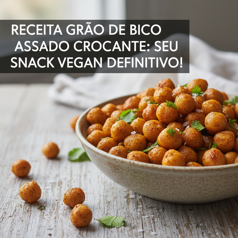 Grão de bico assado crocante em uma tigela rústica, temperado com páprica e especiarias, pronto para a receita grão de bico assado crocante.