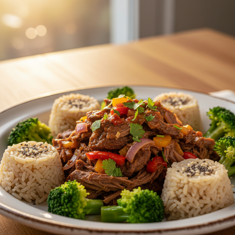 Prato de receita coxão mole fit assado com vegetais e ervas frescas, pronto para servir