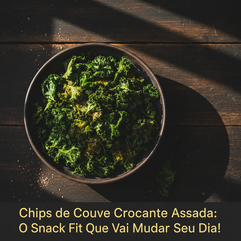Tigela com Chips de Couve Crocante assada, ideal para um lanche saudável e prático.